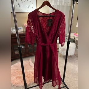 20W beautiful Red Dress with Lace top NWT